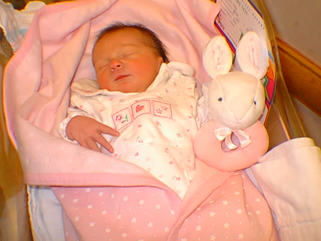 Lauren with her Rabbit Rattle